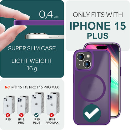 NALIA Magnet-Case für iPhone 15 Plus – Matt-Transparent & MagSafe Kompatibel – MATTEX (Rutschfest, Stoßfest & Anti-Fingerabdruck) – Marke aus Berlin