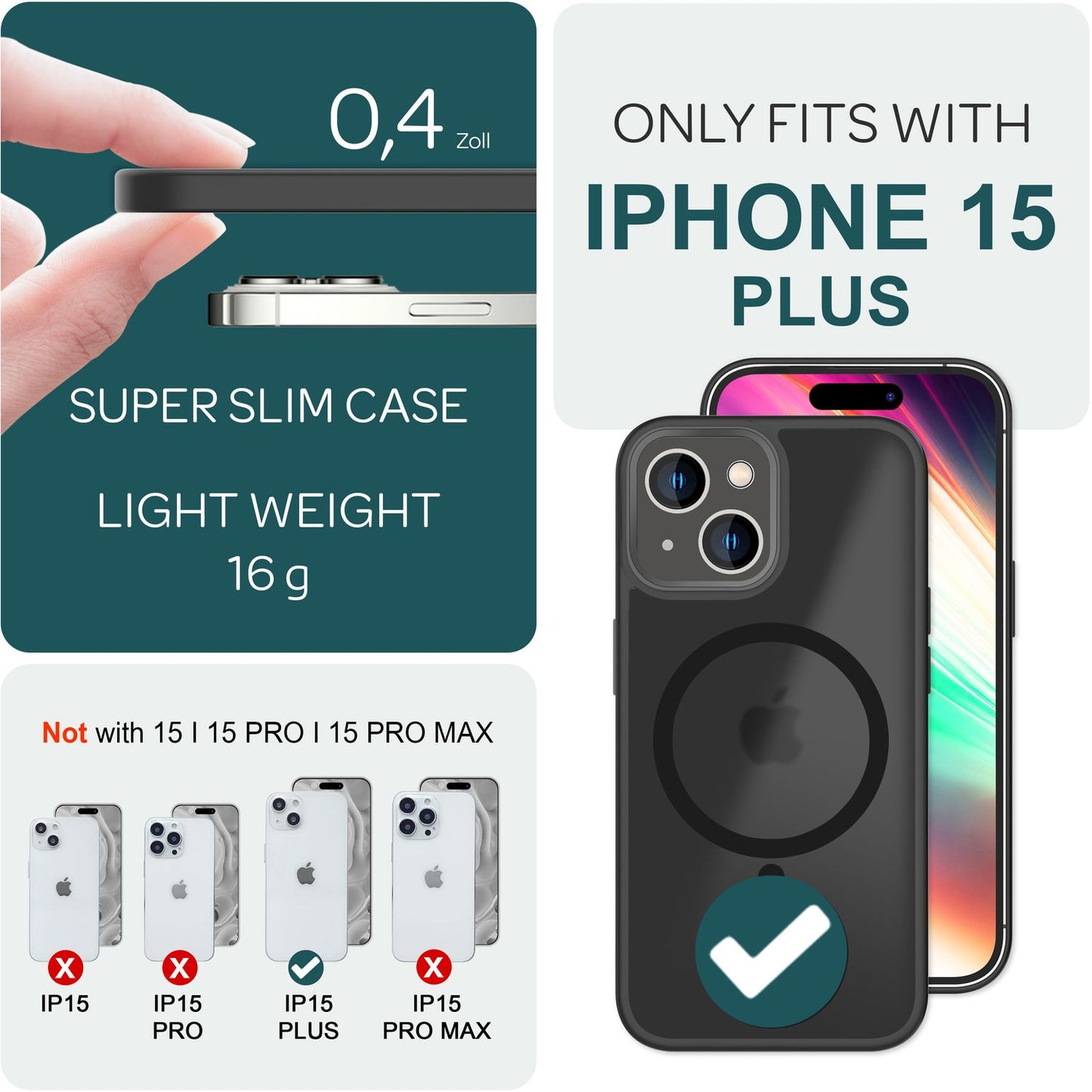 NALIA Magnet-Case für iPhone 15 Plus – Matt-Transparent & MagSafe Kompatibel – MATTEX (Rutschfest, Stoßfest & Anti-Fingerabdruck) – Marke aus Berlin