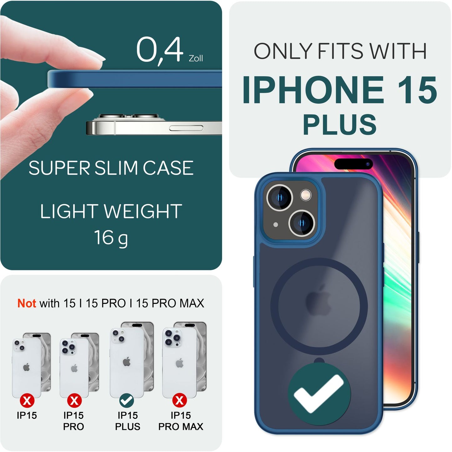 NALIA Magnet-Case für iPhone 15 Plus – Matt-Transparent & MagSafe Kompatibel – MATTEX (Rutschfest, Stoßfest & Anti-Fingerabdruck) – Marke aus Berlin