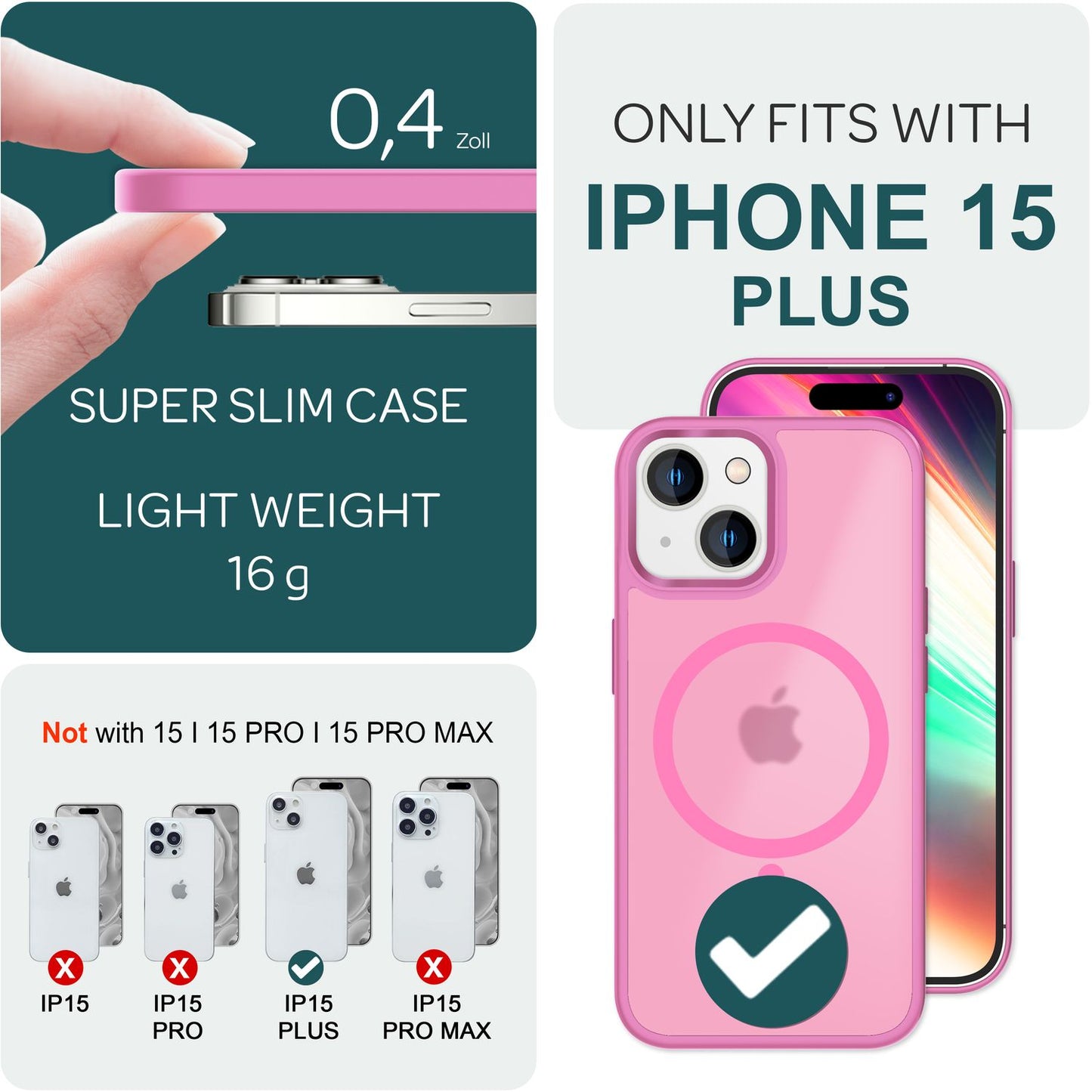 NALIA Magnet-Case für iPhone 15 Plus – Matt-Transparent & MagSafe Kompatibel – MATTEX (Rutschfest, Stoßfest & Anti-Fingerabdruck) – Marke aus Berlin