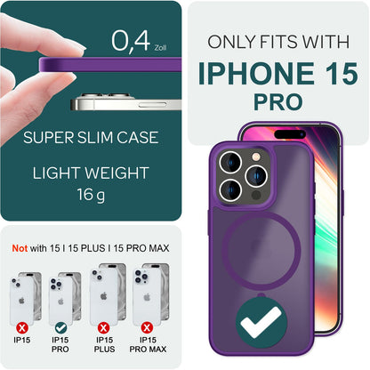 NALIA Magnet-Case für iPhone 15 Pro – Matt-Transparent & MagSafe Kompatibel – MATTEX (Rutschfest, Stoßfest & Anti-Fingerabdruck) – Marke aus Berlin