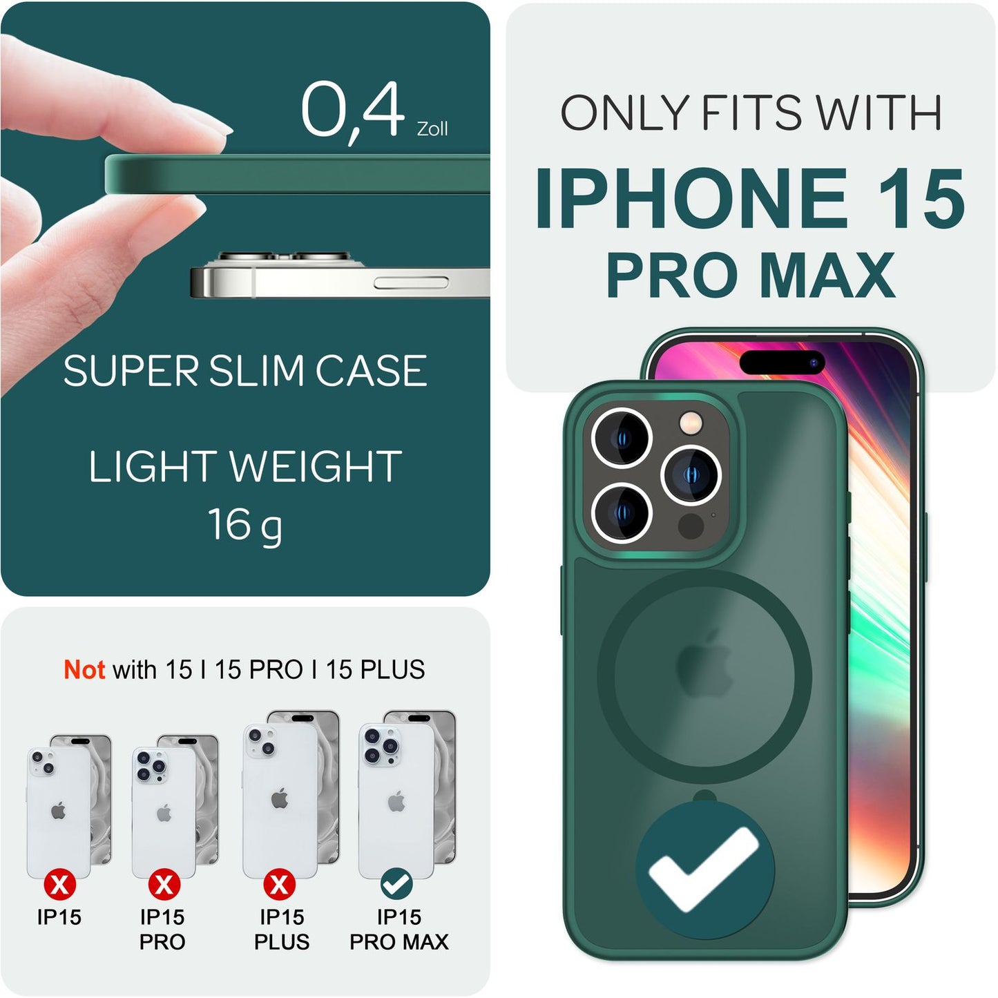 NALIA Magnet-Case für iPhone 15 Pro Max – Matt-Transparent & MagSafe Kompatibel – MATTEX (Rutschfest, Stoßfest & Anti-Fingerabdruck) – Marke aus Berlin