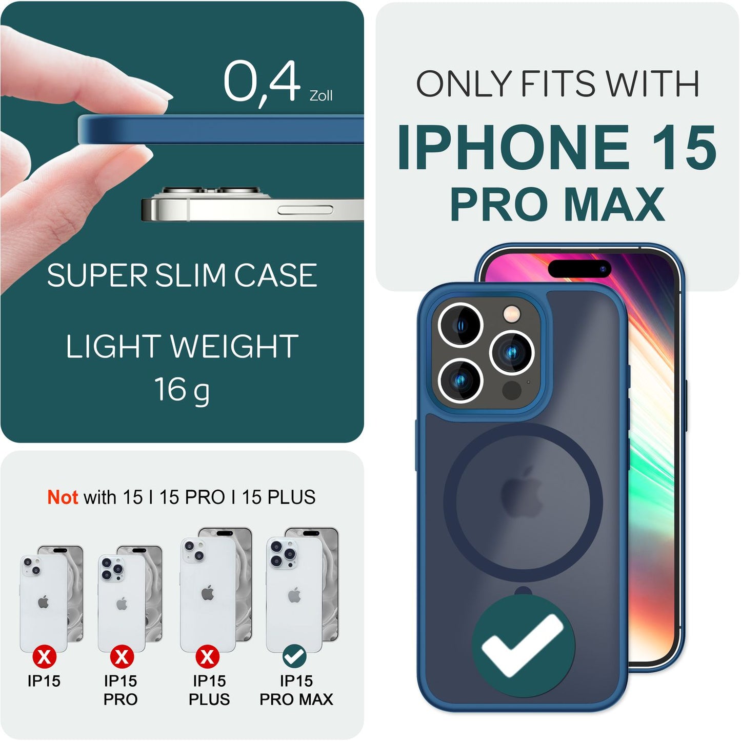 NALIA Magnet-Case für iPhone 15 Pro Max – Matt-Transparent & MagSafe Kompatibel – MATTEX (Rutschfest, Stoßfest & Anti-Fingerabdruck) – Marke aus Berlin