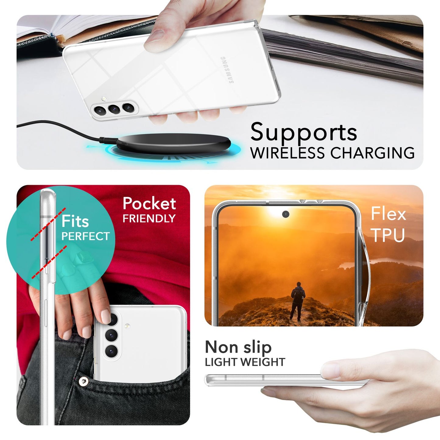 NALIA Transparente Silikonhülle für Samsung Galaxy S24 – Anti-Gelb & Rutschfest – GLAZE (Handyhülle Kristallklar, Schlank & Stoßfest) – Marke aus Berlin