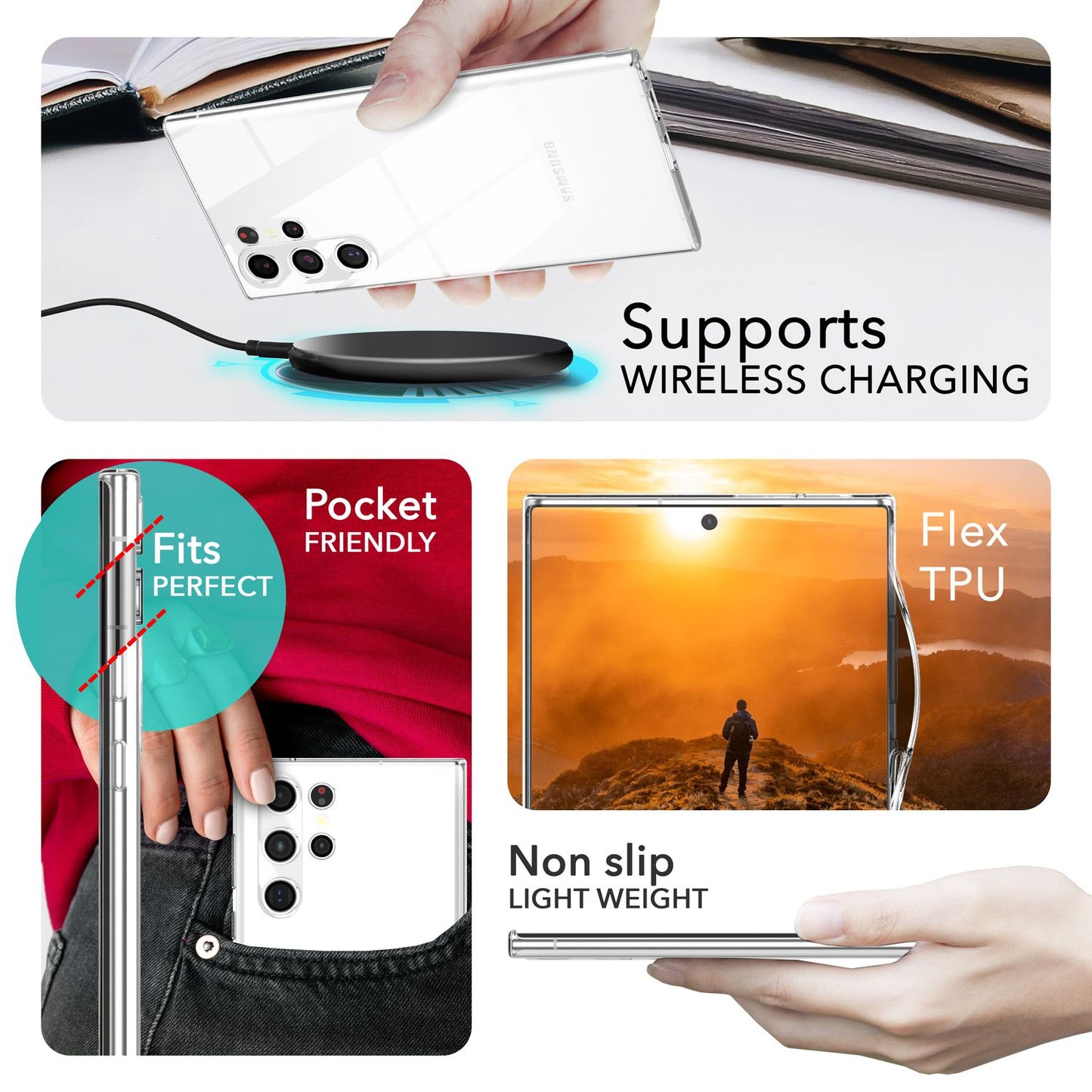 NALIA Transparente Silikonhülle für Samsung Galaxy S24 Ultra – Anti-Gelb & Rutschfest – GLAZE (Handyhülle Kristallklar, Schlank & Stoßfest) – Marke aus Berlin
