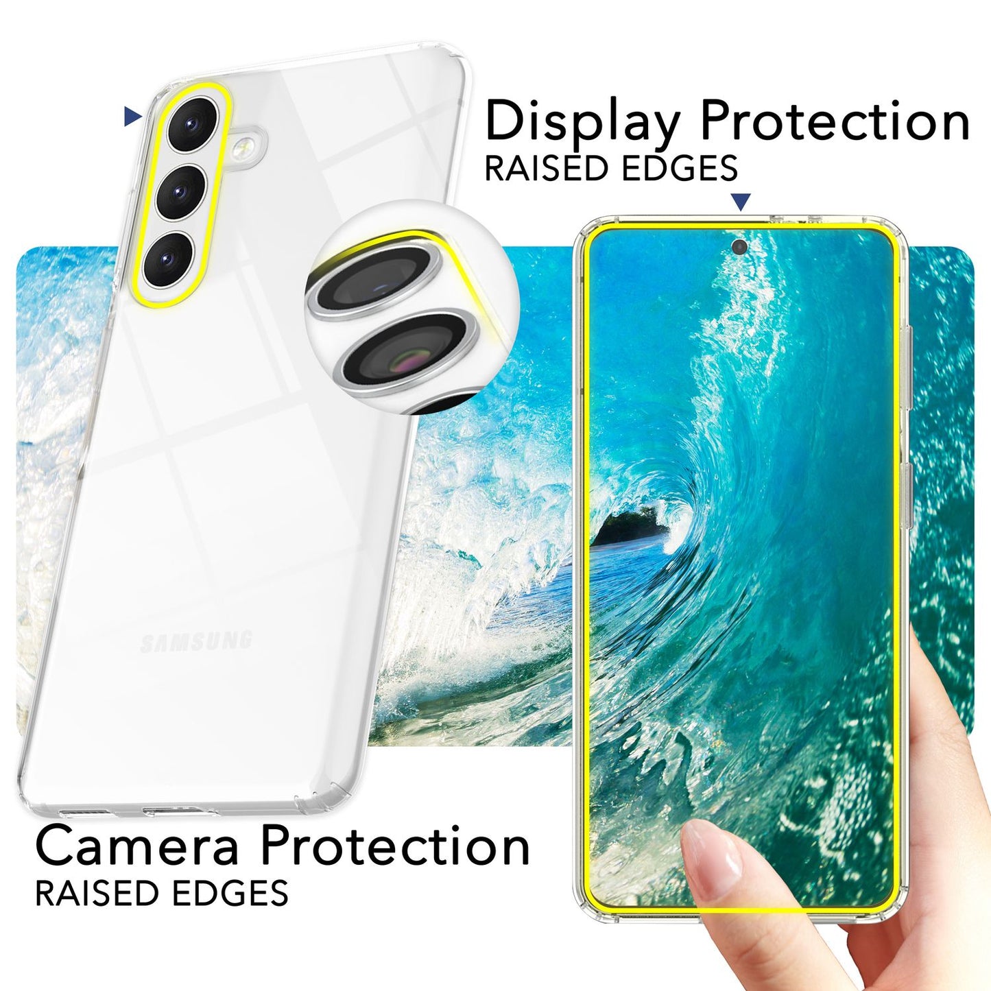 NALIA Transparente Hülle für Samsung Galaxy S24 Plus – Harte Rückseite & Silikon Rand – IGNITE (Stoßfeste Handyhülle & Verstärkte Ecken) – Marke aus Berlin