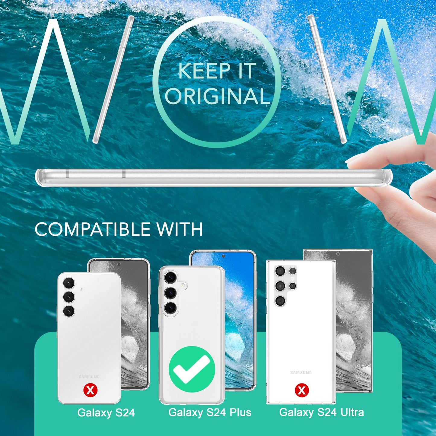 NALIA Transparente Hülle für Samsung Galaxy S24 Plus – Harte Rückseite & Silikon Rand – IGNITE (Stoßfeste Handyhülle & Verstärkte Ecken) – Marke aus Berlin