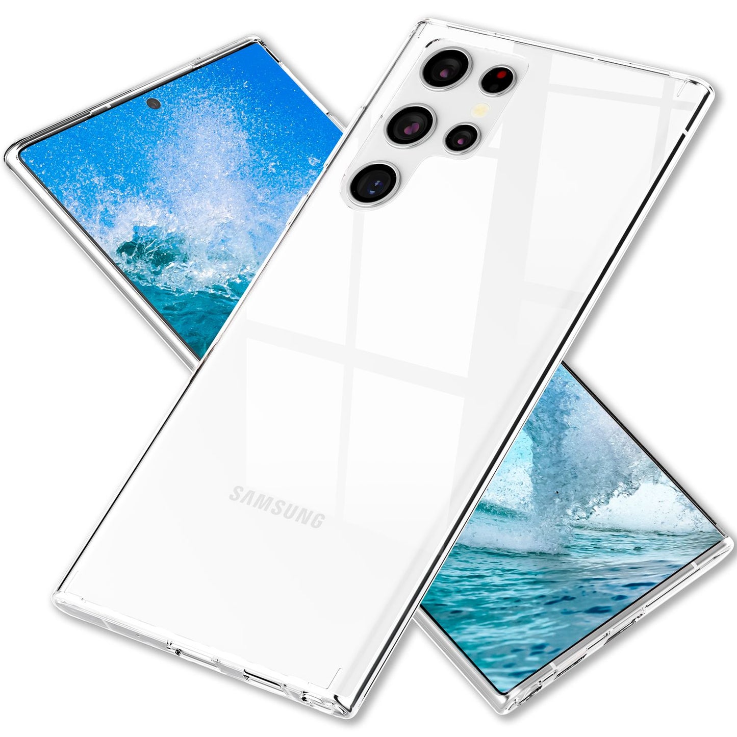 NALIA Transparente Hülle für Samsung Galaxy S24 Ultra – Harte Rückseite & Silikon Rand – IGNITE (Stoßfeste Handyhülle & Verstärkte Ecken) – Marke aus Berlin