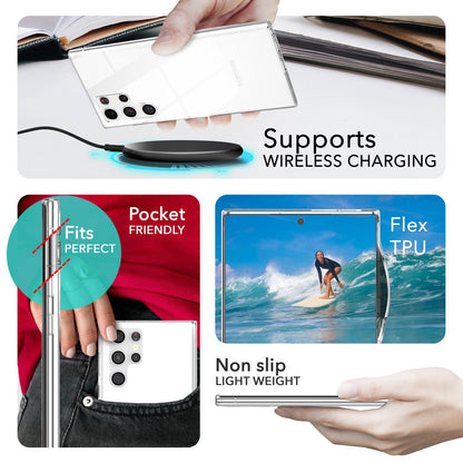 NALIA Transparente Hülle für Samsung Galaxy S24 Ultra – Harte Rückseite & Silikon Rand – IGNITE (Stoßfeste Handyhülle & Verstärkte Ecken) – Marke aus Berlin