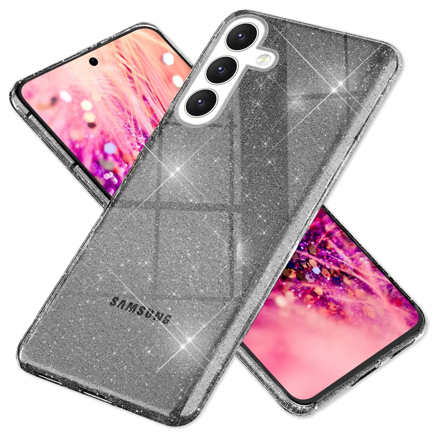 NALIA Glitzerhülle für Samsung Galaxy S24 – Funkelndes Silikon Case – DAZZLIN (Transparent & Stoßfest) – Marke aus Berlin