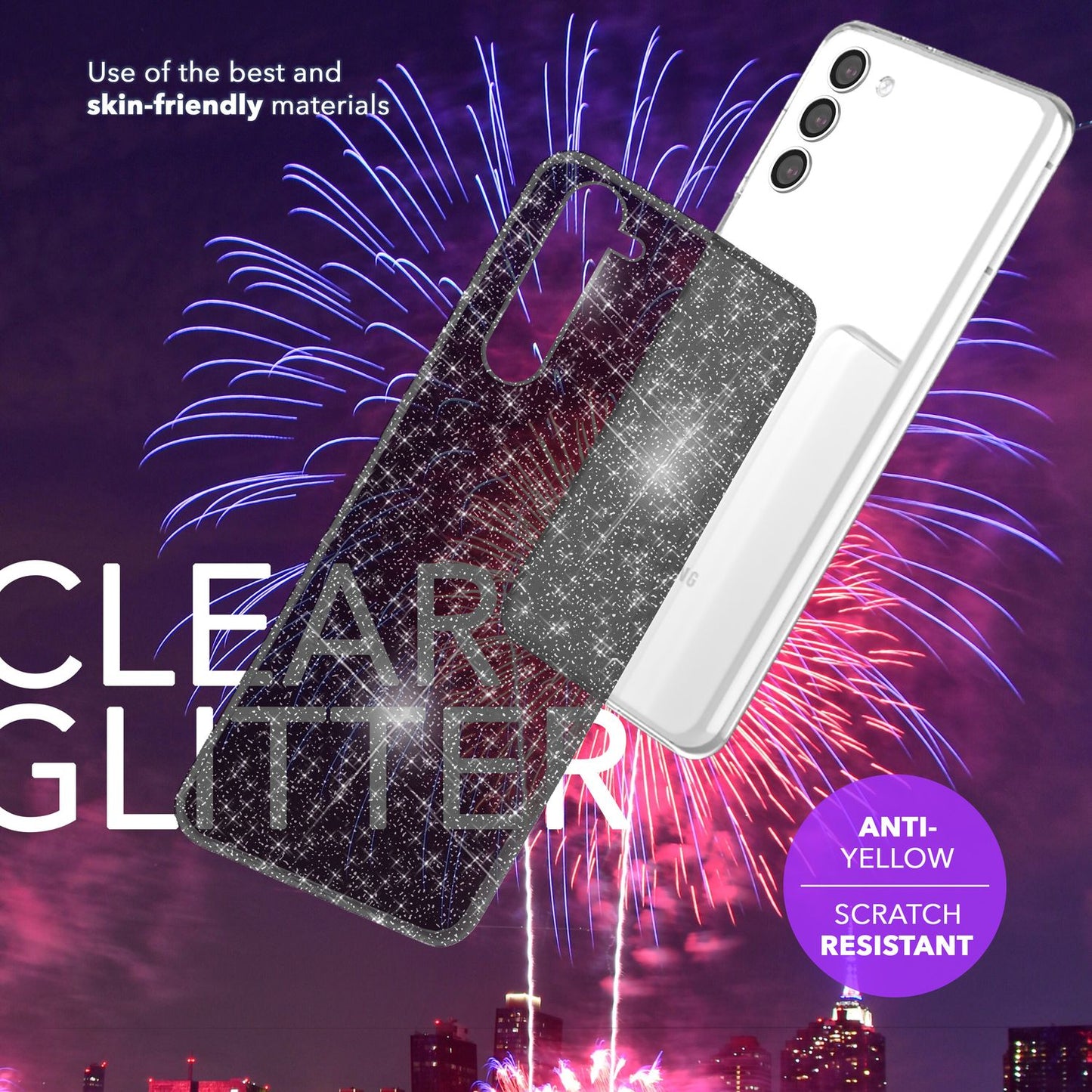 NALIA Glitzerhülle für Samsung Galaxy S24 – Funkelndes Silikon Case – DAZZLIN (Transparent & Stoßfest) – Marke aus Berlin