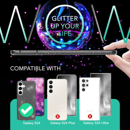 NALIA Glitzerhülle für Samsung Galaxy S24 – Funkelndes Silikon Case – DAZZLIN (Transparent & Stoßfest) – Marke aus Berlin
