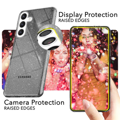 NALIA Glitzerhülle für Samsung Galaxy S24 – Funkelndes Silikon Case – DAZZLIN (Transparent & Stoßfest) – Marke aus Berlin
