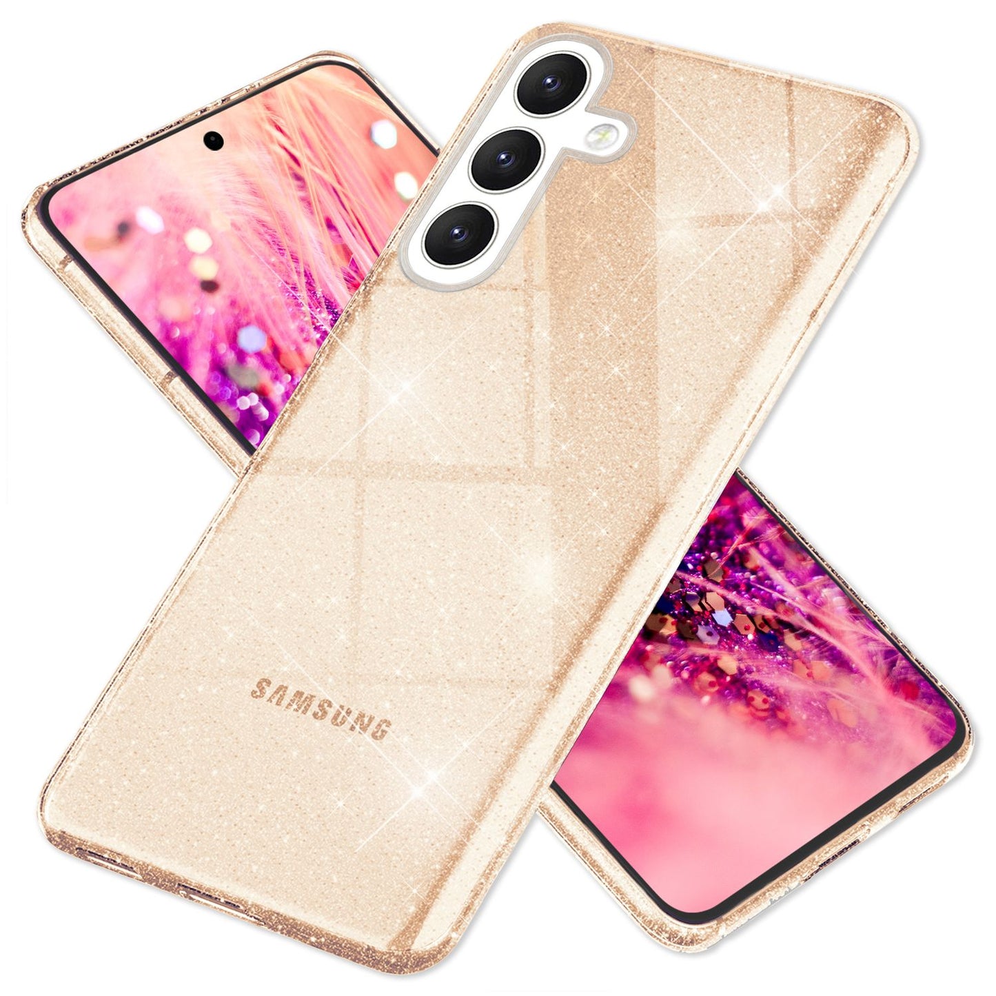 NALIA Glitzerhülle für Samsung Galaxy S24 – Funkelndes Silikon Case – DAZZLIN (Transparent & Stoßfest) – Marke aus Berlin