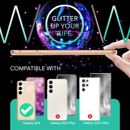 NALIA Glitzerhülle für Samsung Galaxy S24 – Funkelndes Silikon Case – DAZZLIN (Transparent & Stoßfest) – Marke aus Berlin