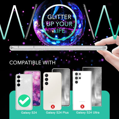 NALIA Glitzerhülle für Samsung Galaxy S24 – Funkelndes Silikon Case – DAZZLIN (Transparent & Stoßfest) – Marke aus Berlin