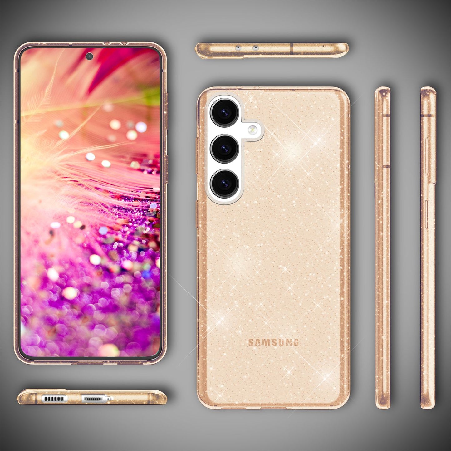 NALIA Glitzerhülle für Samsung Galaxy S24 Plus – Funkelndes Silikon Case – DAZZLIN (Transparent & Stoßfest) – Marke aus Berlin