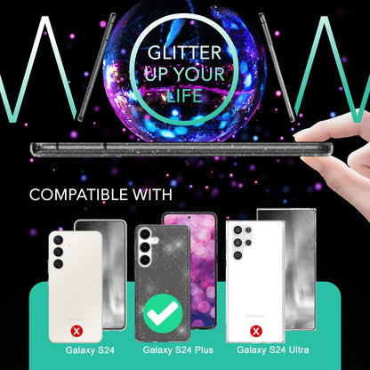 NALIA Glitzerhülle für Samsung Galaxy S24 Plus – Funkelndes Silikon Case – DAZZLIN (Transparent & Stoßfest) – Marke aus Berlin