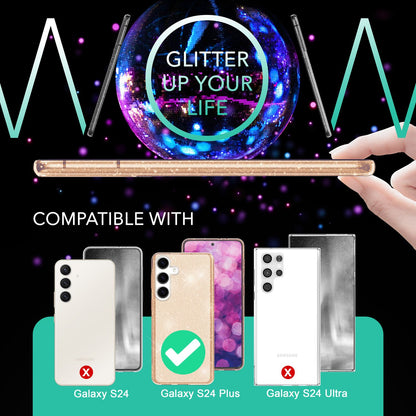 NALIA Glitzerhülle für Samsung Galaxy S24 Plus – Funkelndes Silikon Case – DAZZLIN (Transparent & Stoßfest) – Marke aus Berlin