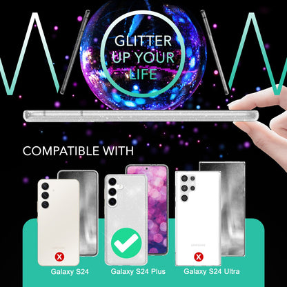 NALIA Glitzerhülle für Samsung Galaxy S24 Plus – Funkelndes Silikon Case – DAZZLIN (Transparent & Stoßfest) – Marke aus Berlin