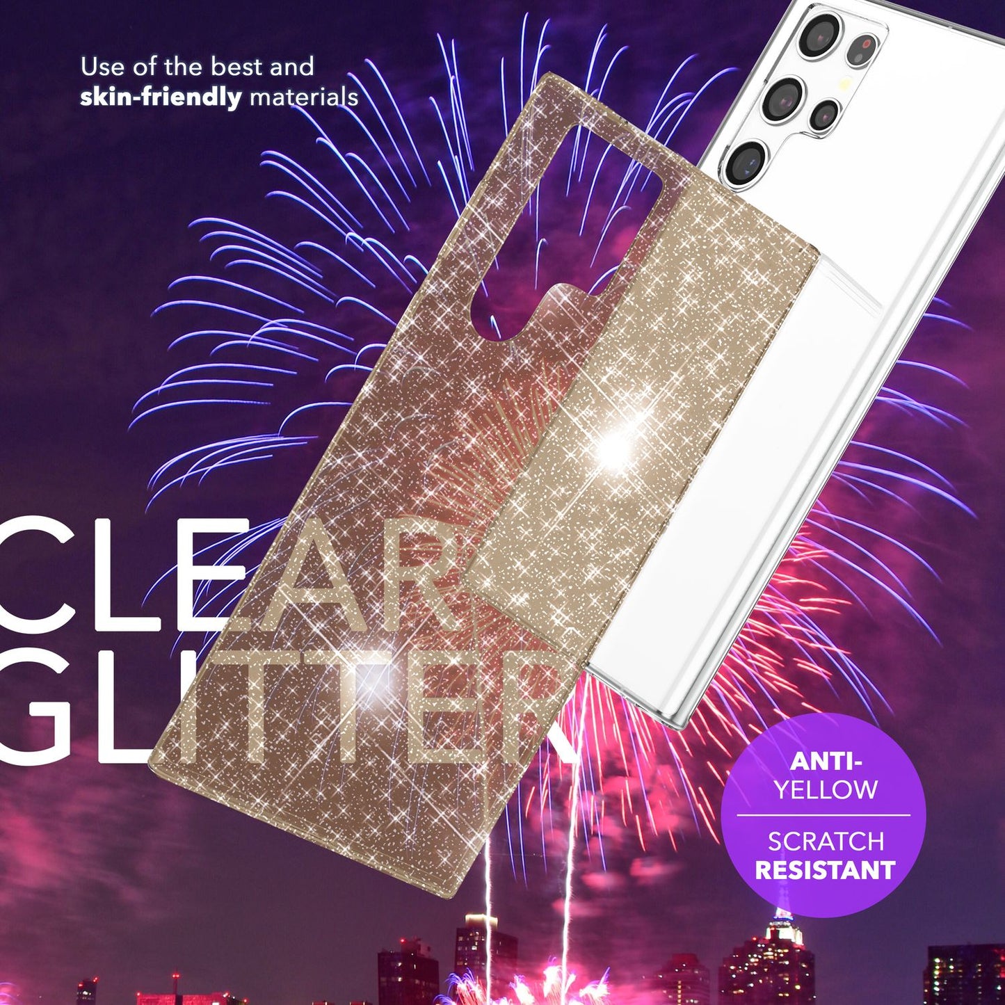 NALIA Glitzerhülle für Samsung Galaxy S24 Ultra – Funkelndes Silikon Case – DAZZLIN (Transparent & Stoßfest) – Marke aus Berlin