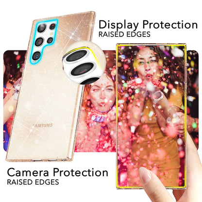 NALIA Glitzerhülle für Samsung Galaxy S24 Ultra – Funkelndes Silikon Case – DAZZLIN (Transparent & Stoßfest) – Marke aus Berlin
