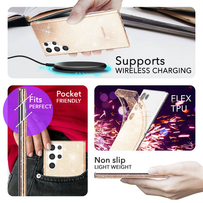 NALIA Glitzerhülle für Samsung Galaxy S24 Ultra – Funkelndes Silikon Case – DAZZLIN (Transparent & Stoßfest) – Marke aus Berlin