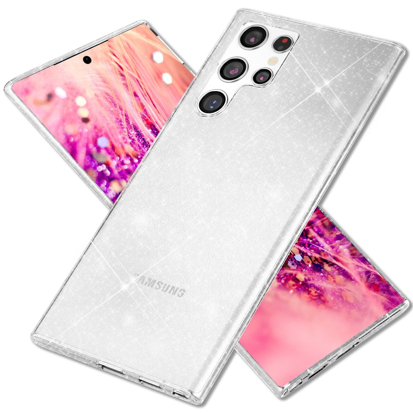 NALIA Glitzerhülle für Samsung Galaxy S24 Ultra – Funkelndes Silikon Case – DAZZLIN (Transparent & Stoßfest) – Marke aus Berlin