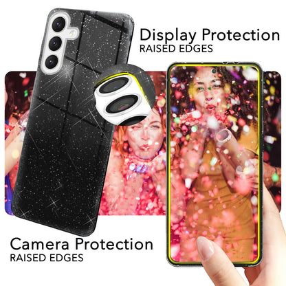 NALIA Glitzerhülle für Samsung Galaxy S24 – Funkelnder Glitzer-Look & Grip – SHINEPOP (Silikon Case) – Marke aus Berlin