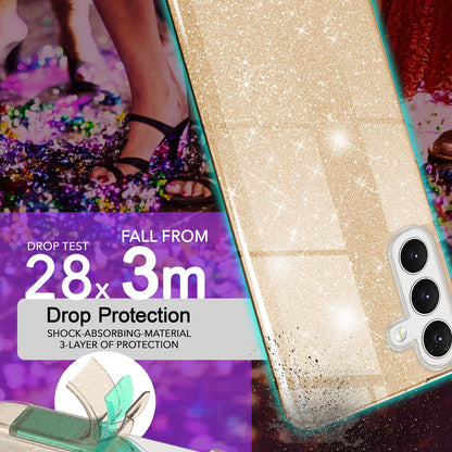 NALIA Glitzerhülle für Samsung Galaxy S24 – Funkelnder Glitzer-Look & Grip – SHINEPOP (Silikon Case) – Marke aus Berlin