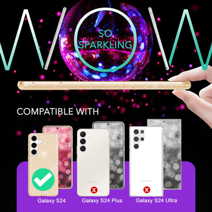 NALIA Glitzerhülle für Samsung Galaxy S24 – Funkelnder Glitzer-Look & Grip – SHINEPOP (Silikon Case) – Marke aus Berlin