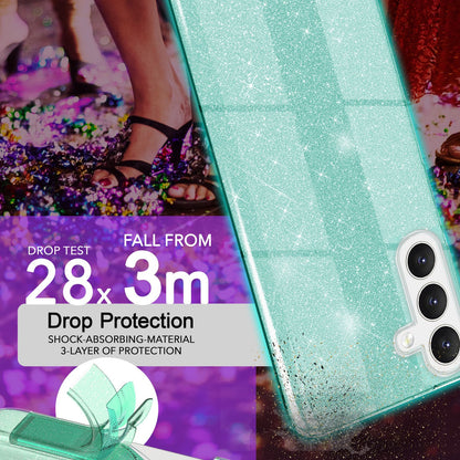 NALIA Glitzerhülle für Samsung Galaxy S24 – Funkelnder Glitzer-Look & Grip – SHINEPOP (Silikon Case) – Marke aus Berlin