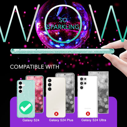 NALIA Glitzerhülle für Samsung Galaxy S24 – Funkelnder Glitzer-Look & Grip – SHINEPOP (Silikon Case) – Marke aus Berlin