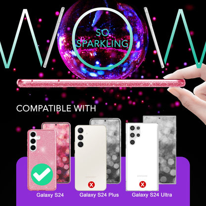NALIA Glitzerhülle für Samsung Galaxy S24 – Funkelnder Glitzer-Look & Grip – SHINEPOP (Silikon Case) – Marke aus Berlin