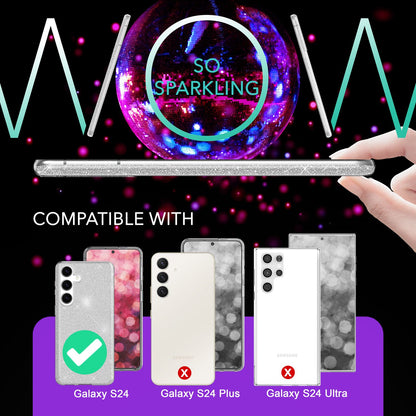 NALIA Glitzerhülle für Samsung Galaxy S24 – Funkelnder Glitzer-Look & Grip – SHINEPOP (Silikon Case) – Marke aus Berlin
