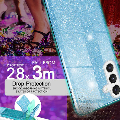NALIA Glitzerhülle für Samsung Galaxy S24 Plus – Funkelnder Glitzer-Look & Grip – SHINEPOP (Silikon Case) – Marke aus Berlin