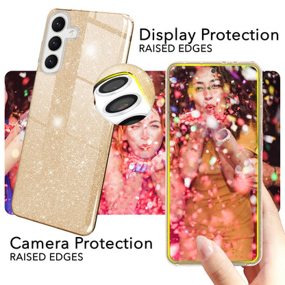 NALIA Glitzerhülle für Samsung Galaxy S24 Plus – Funkelnder Glitzer-Look & Grip – SHINEPOP (Silikon Case) – Marke aus Berlin