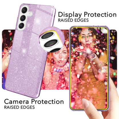 NALIA Glitzerhülle für Samsung Galaxy S24 Plus – Funkelnder Glitzer-Look & Grip – SHINEPOP (Silikon Case) – Marke aus Berlin