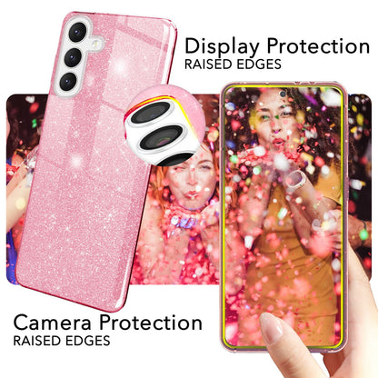 NALIA Glitzerhülle für Samsung Galaxy S24 Plus – Funkelnder Glitzer-Look & Grip – SHINEPOP (Silikon Case) – Marke aus Berlin