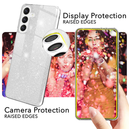 NALIA Glitzerhülle für Samsung Galaxy S24 Plus – Funkelnder Glitzer-Look & Grip – SHINEPOP (Silikon Case) – Marke aus Berlin