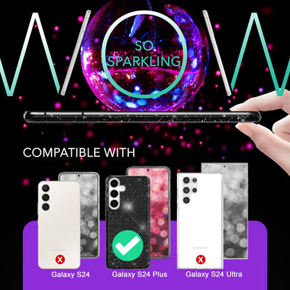NALIA Glitzerhülle für Samsung Galaxy S24 Plus – Funkelnder Glitzer-Look & Grip – SHINEPOP (Silikon Case) – Marke aus Berlin