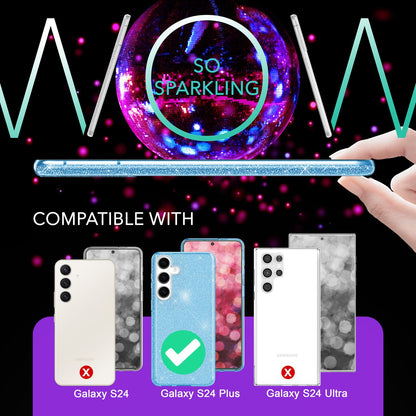 NALIA Glitzerhülle für Samsung Galaxy S24 Plus – Funkelnder Glitzer-Look & Grip – SHINEPOP (Silikon Case) – Marke aus Berlin