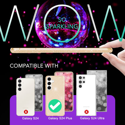 NALIA Glitzerhülle für Samsung Galaxy S24 Plus – Funkelnder Glitzer-Look & Grip – SHINEPOP (Silikon Case) – Marke aus Berlin
