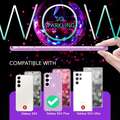NALIA Glitzerhülle für Samsung Galaxy S24 Plus – Funkelnder Glitzer-Look & Grip – SHINEPOP (Silikon Case) – Marke aus Berlin