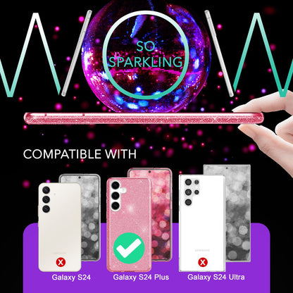 NALIA Glitzerhülle für Samsung Galaxy S24 Plus – Funkelnder Glitzer-Look & Grip – SHINEPOP (Silikon Case) – Marke aus Berlin