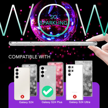 NALIA Glitzerhülle für Samsung Galaxy S24 Plus – Funkelnder Glitzer-Look & Grip – SHINEPOP (Silikon Case) – Marke aus Berlin