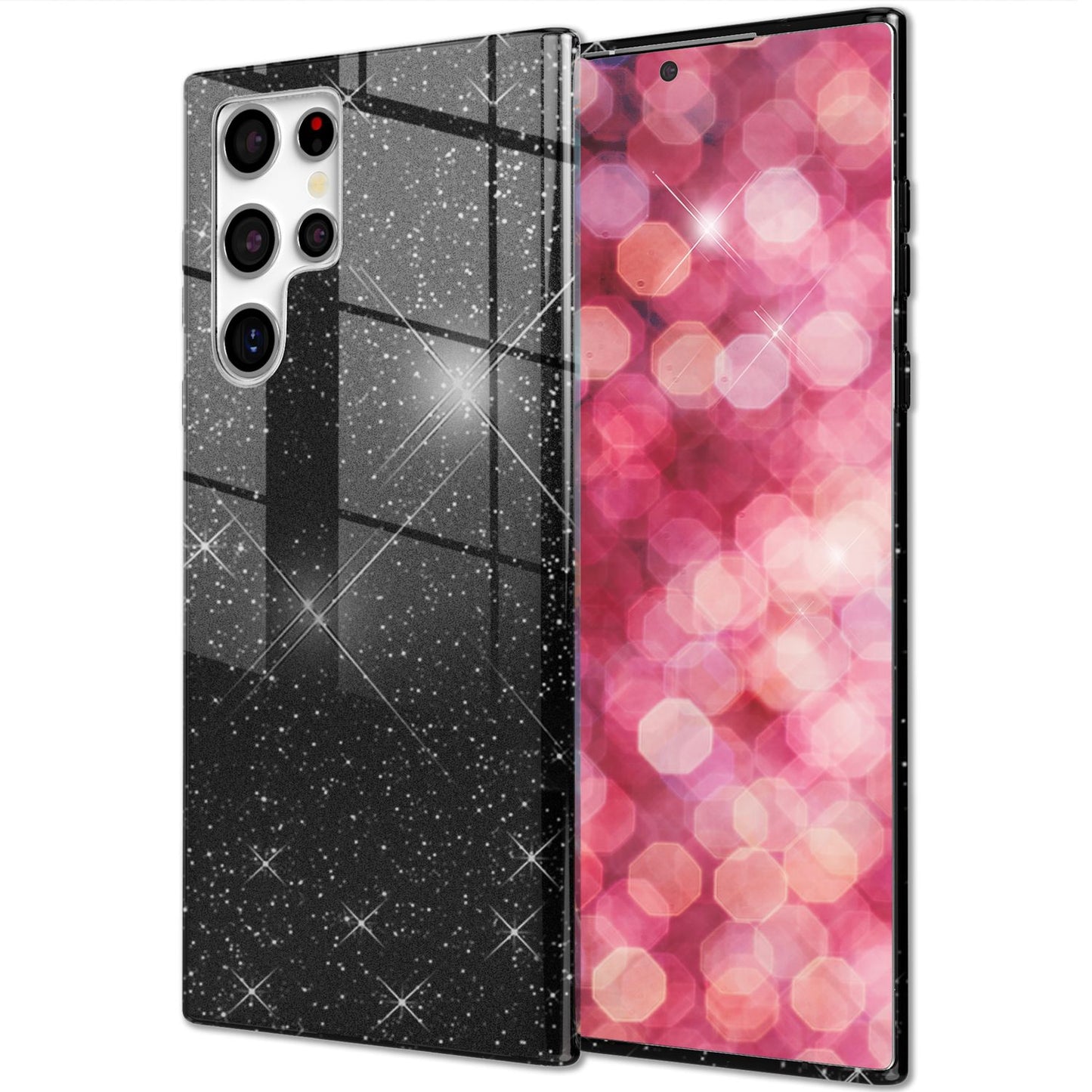 NALIA Glitzerhülle für Samsung Galaxy S24 Ultra – Funkelnder Glitzer-Look & Grip – SHINEPOP (Silikon Case) – Marke aus Berlin