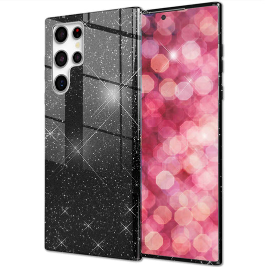 NALIA Glitzerhülle für Samsung Galaxy S24 Ultra – Funkelnder Glitzer-Look & Grip – SHINEPOP (Silikon Case) – Marke aus Berlin