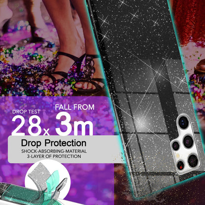 NALIA Glitzerhülle für Samsung Galaxy S24 Ultra – Funkelnder Glitzer-Look & Grip – SHINEPOP (Silikon Case) – Marke aus Berlin