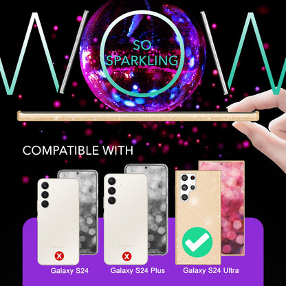 NALIA Glitzerhülle für Samsung Galaxy S24 Ultra – Funkelnder Glitzer-Look & Grip – SHINEPOP (Silikon Case) – Marke aus Berlin